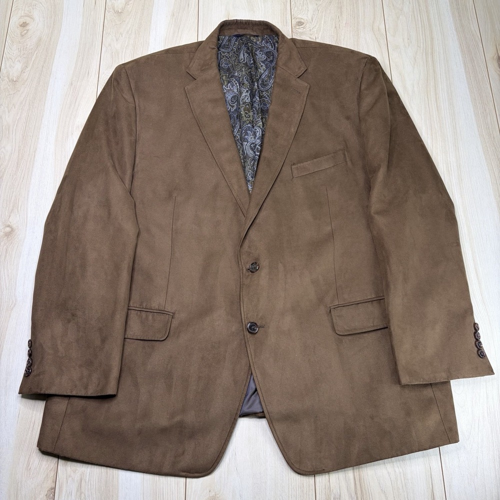Ralph RALPH LAUREN Suede Blazer Mens 48R Brown 2 Button Stretch MINT